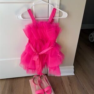 Vibrant Pink Tulle Dress with Matching Shoes